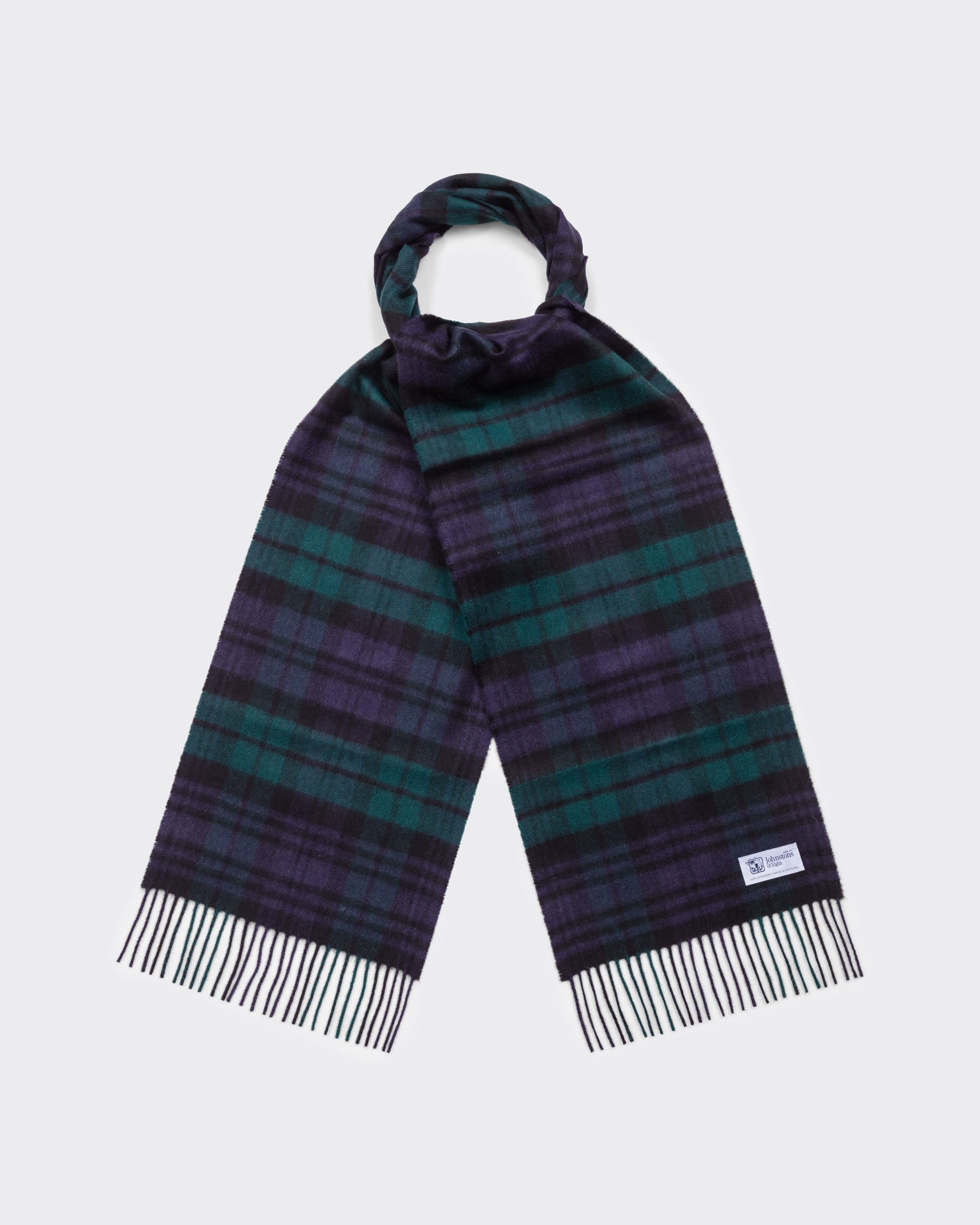 Johnstons of Elgin : Cashmere Tartan Scarf : Blackwatch – Beige
