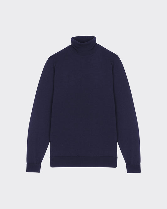 Pull Col Roulé Laine Mérinos : Marine
