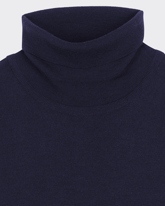 Pull Col Roulé Laine Mérinos : Marine