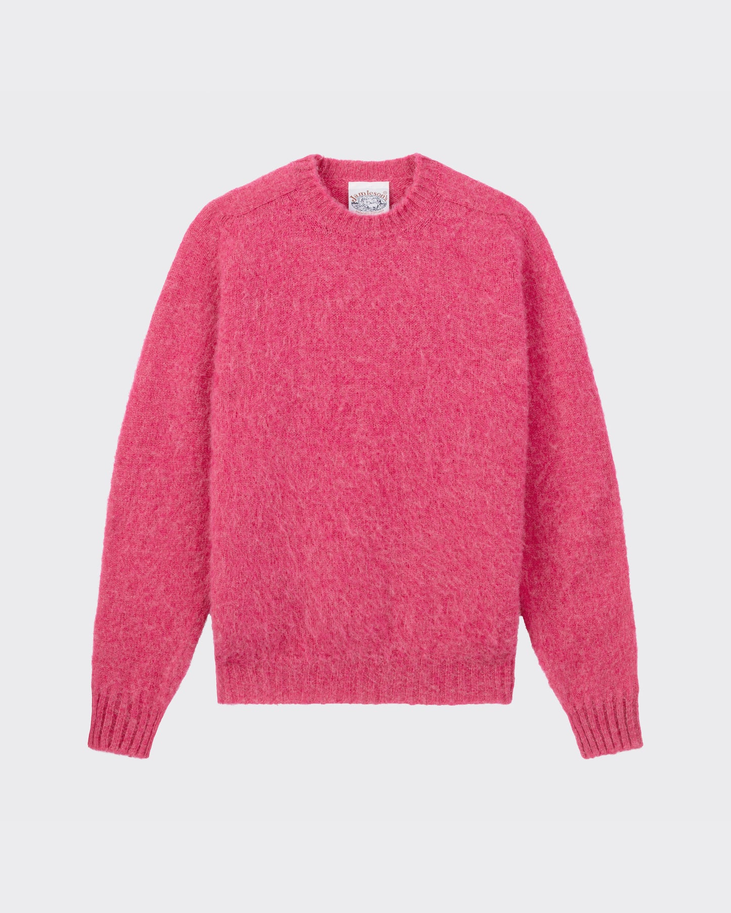 Pull Col Rond Laine Peignée : Sorbet