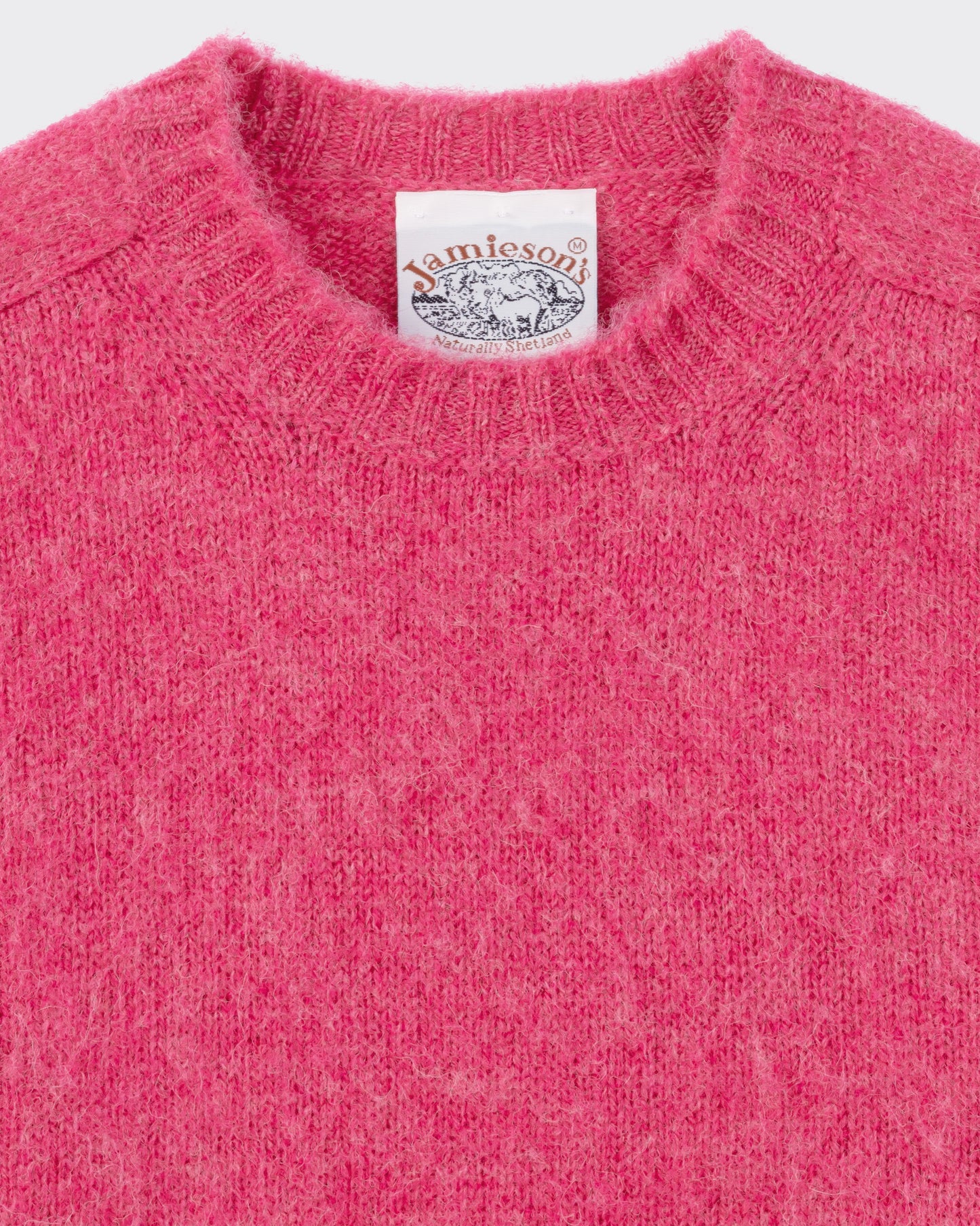 Pull Col Rond Laine Peignée : Sorbet