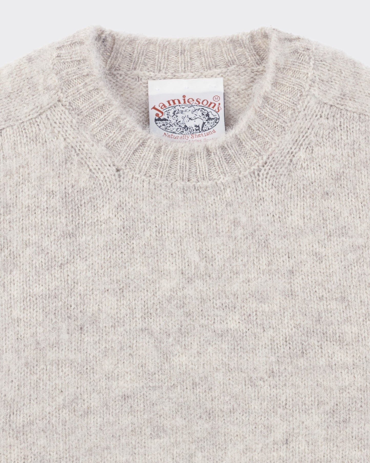 Pull Col Rond Laine Peignée : Gris Clair