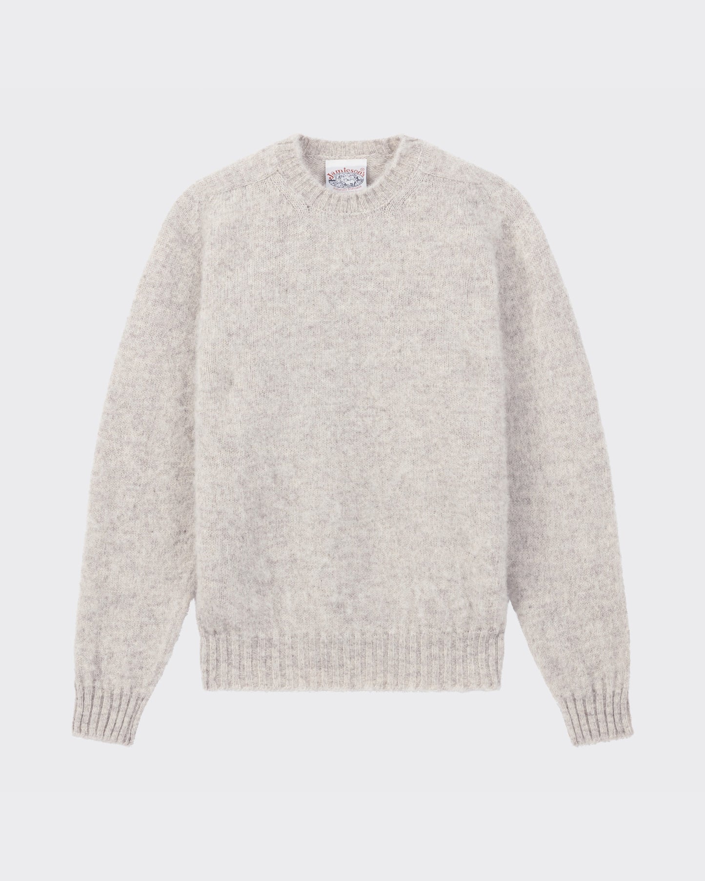 Pull Col Rond Laine Peignée : Gris Clair