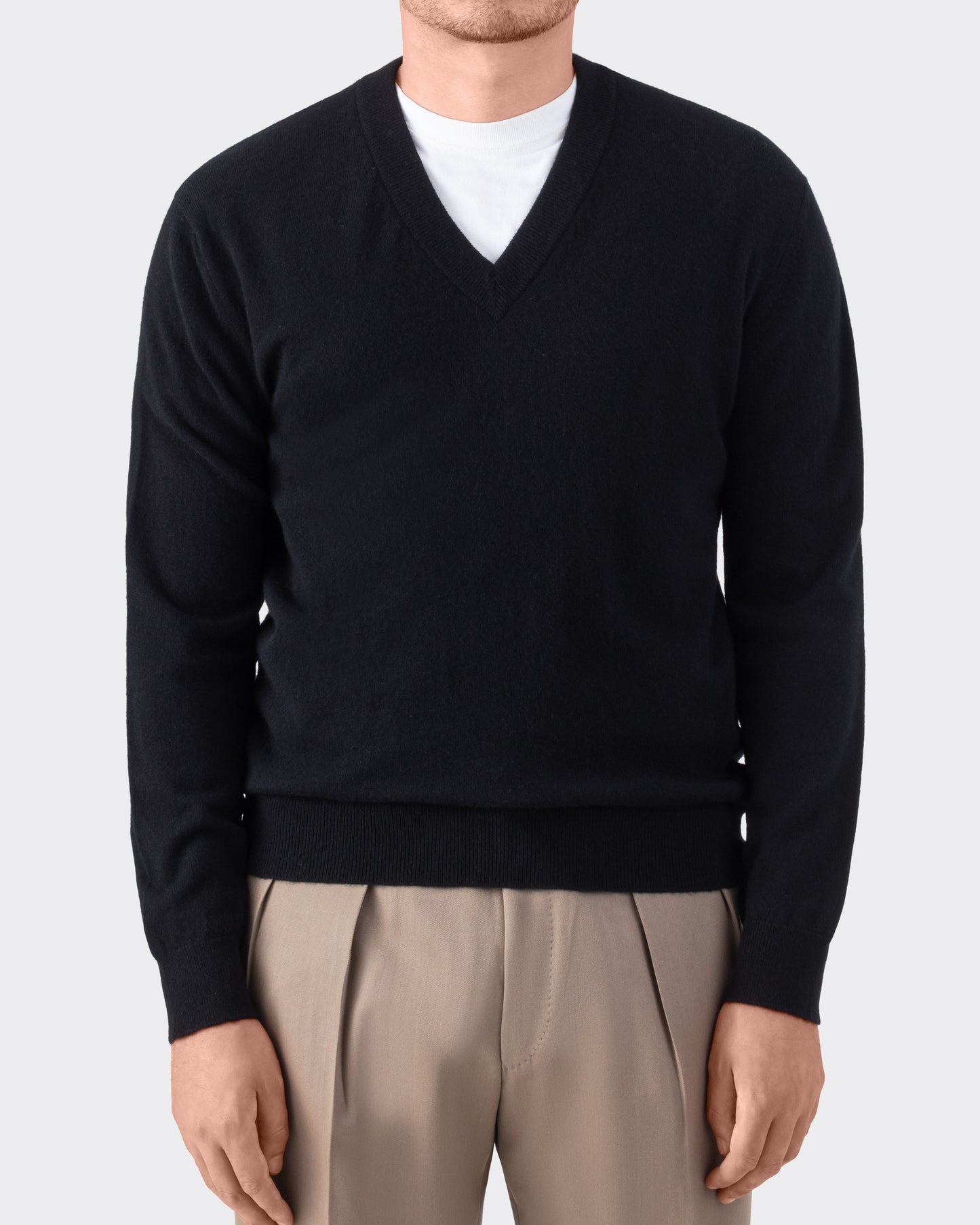 Pull Col V en Cachemire : Noir