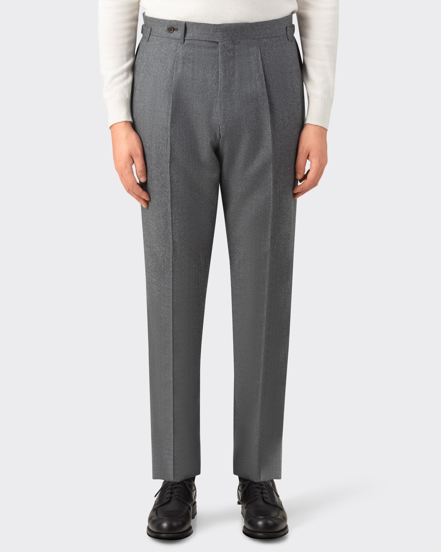 Pleated Flannel Trousers : Grey