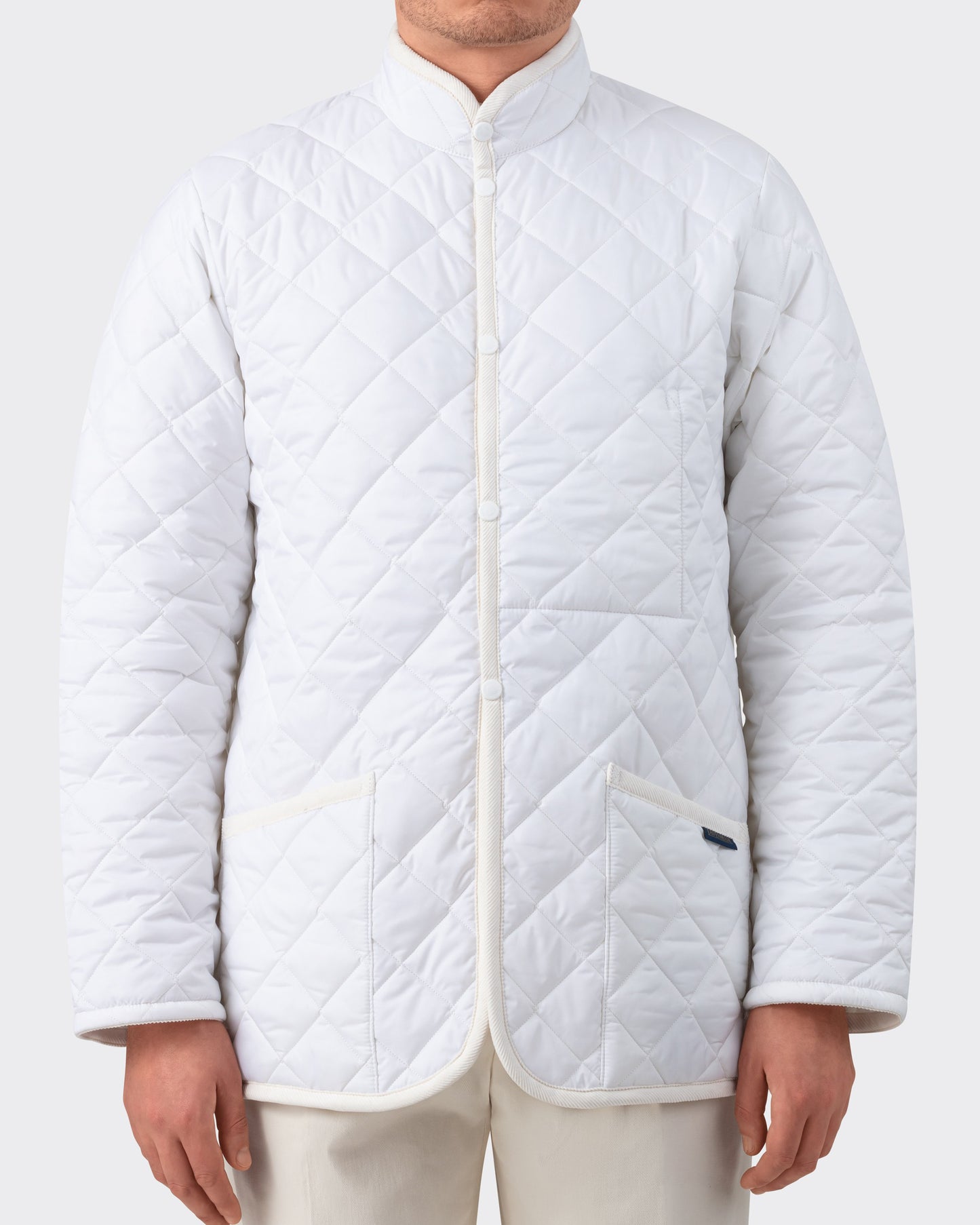 Band Collar Quilted Jacket : White