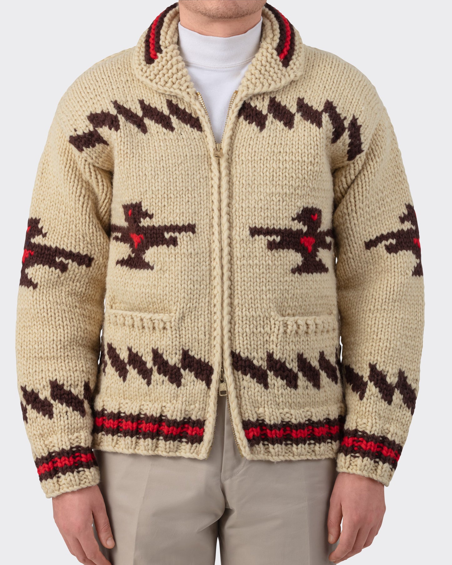 Cowichan Sweater : Beige/Brown/Red