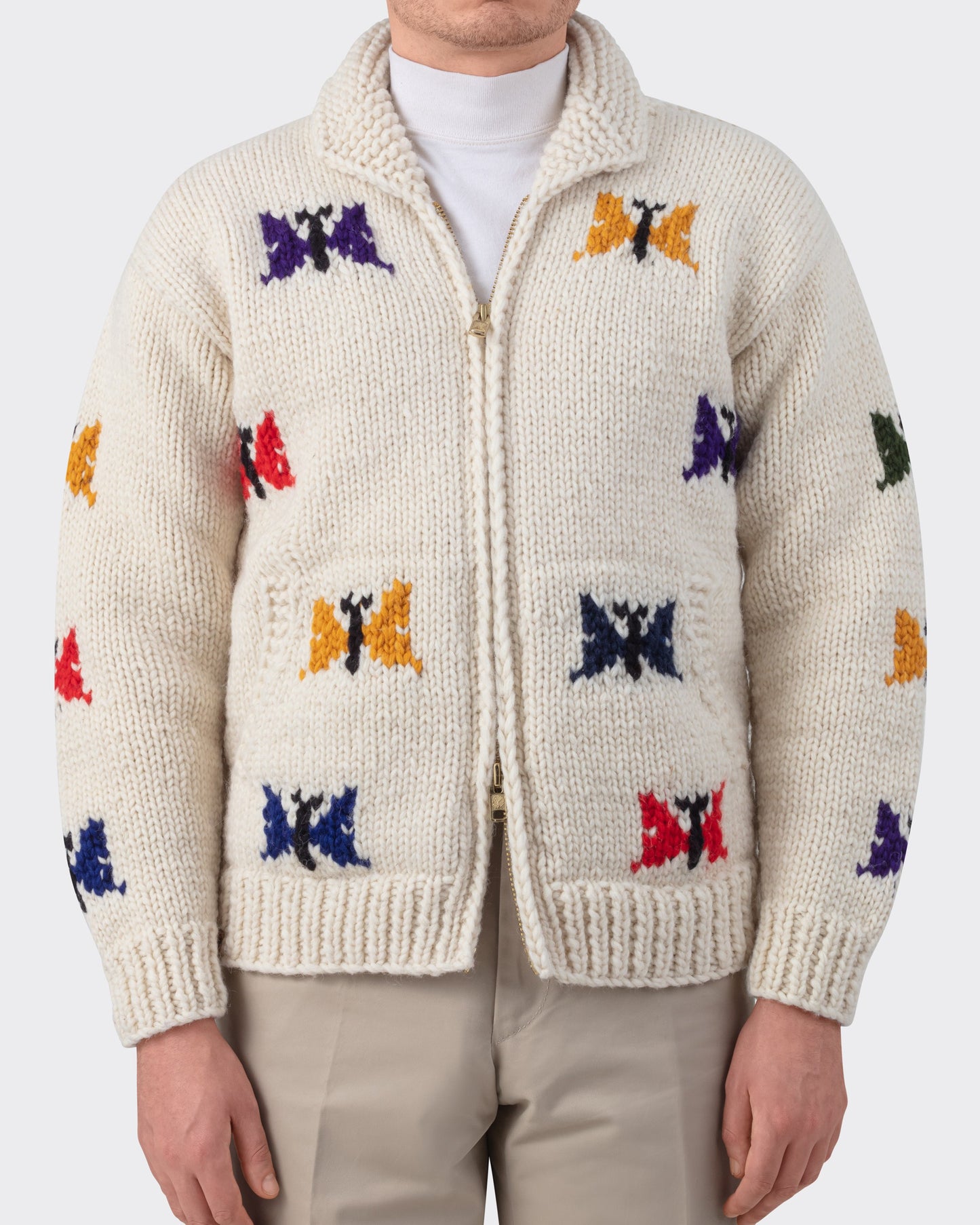 Cowichan Sweater : Ecru/Blue/Red/Yellow