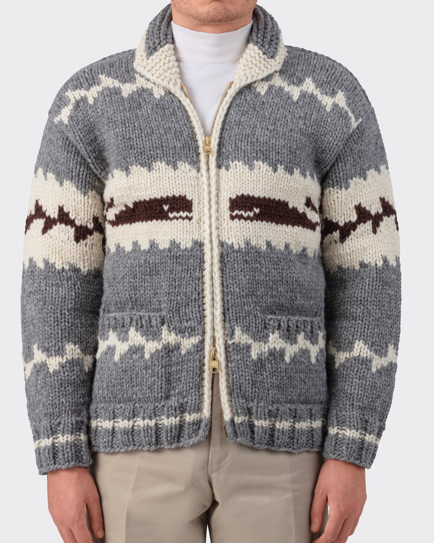 Pull Cowichan : Gris-Écru-Marron