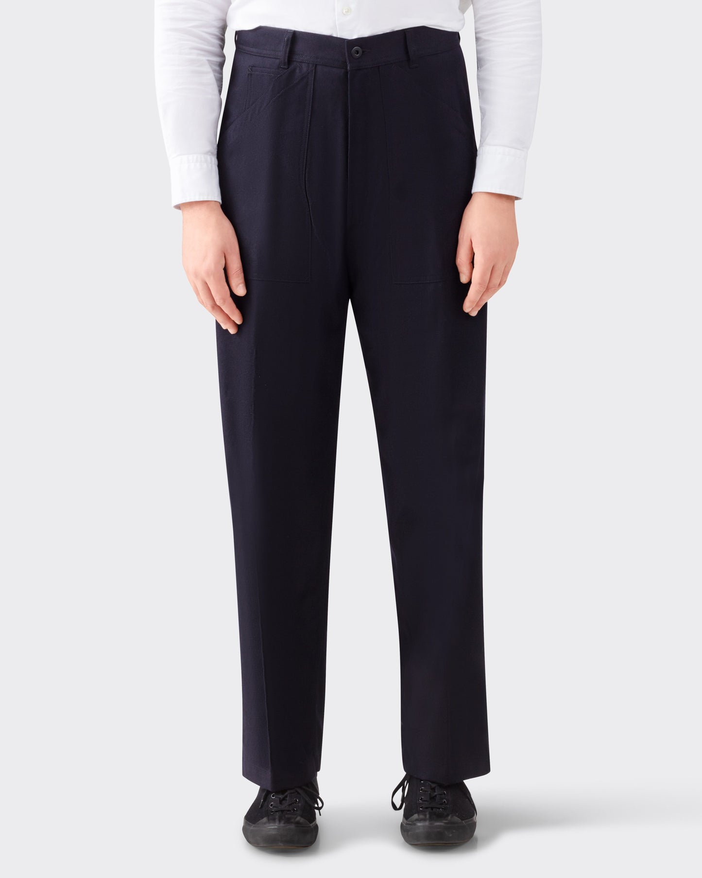 “PAUL” Wool Twill Trousers : Navy