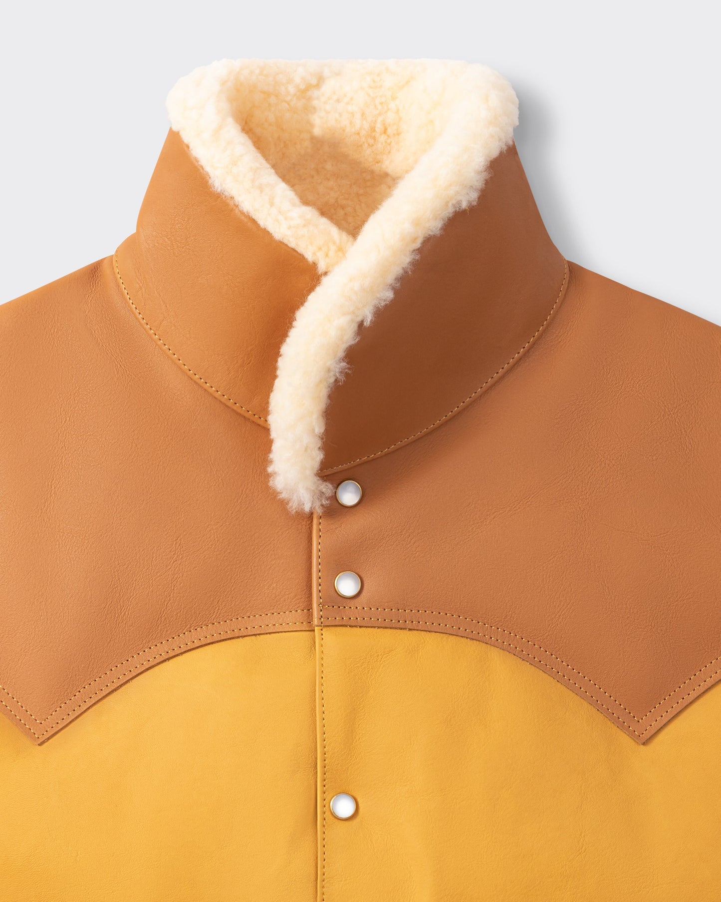 Doudoune Sans Manches en Cuir : Marron Clair-Naturel