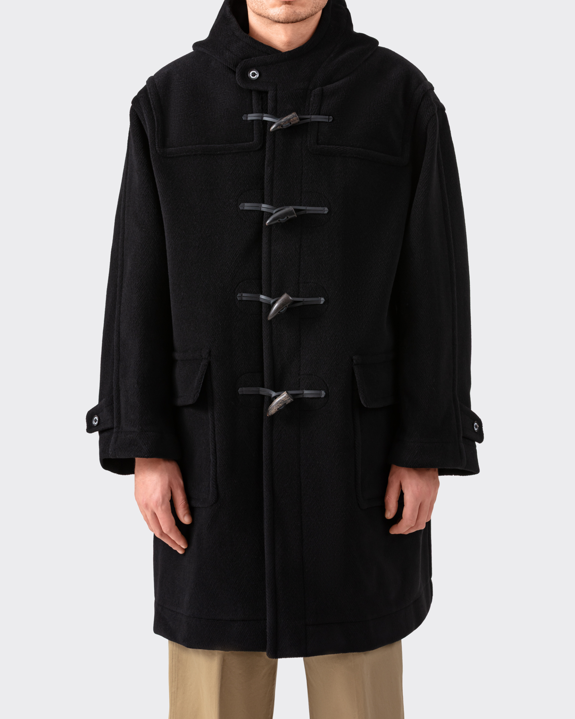 Invertère: Duffle Coat: Black – Beige Habilleur