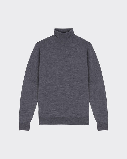Pull Col Roulé Laine Mérinos : Gris Foncé