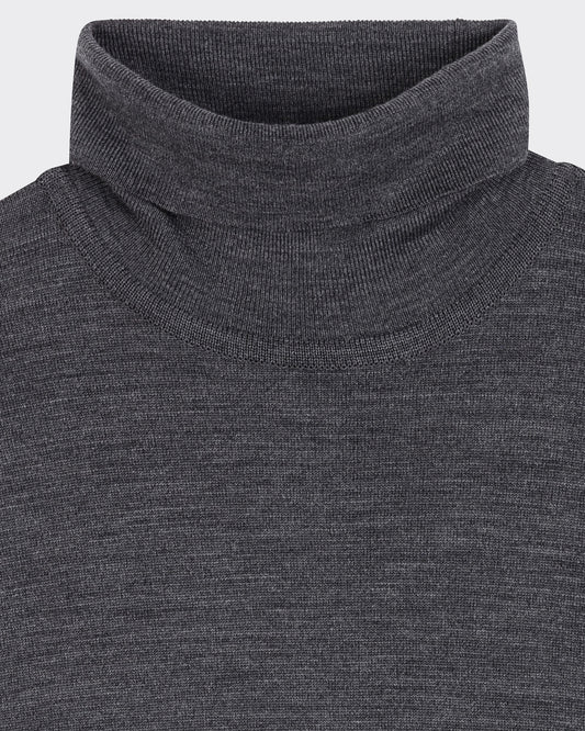 Pull Col Roulé Laine Mérinos : Gris Foncé