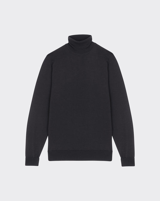 Pull Col Roulé Laine Mérinos : Noir