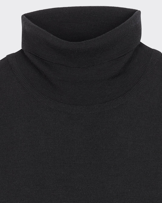 Pull Col Roulé Laine Mérinos : Noir