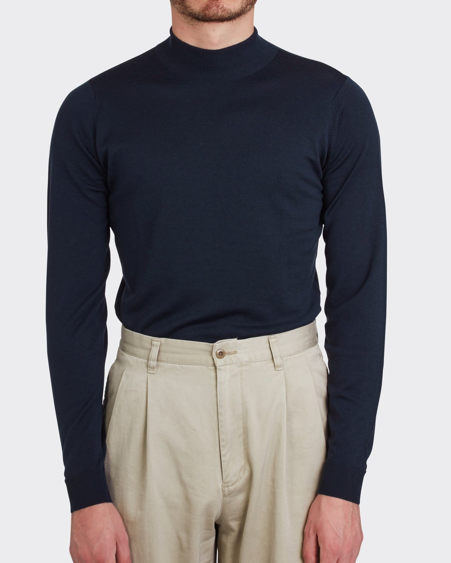 Pull Col Cheminée Laine Mérinos : Marine
