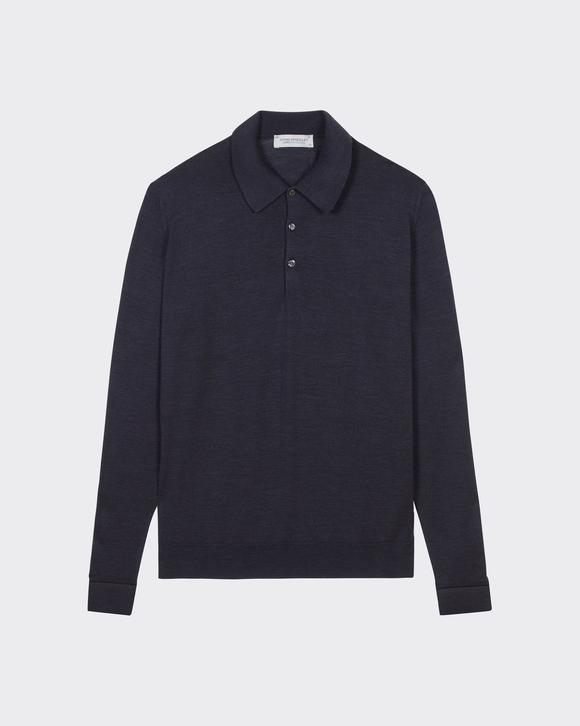 John Smedley : Merino Wool Long Sleeves Polo Shirt : Dark Grey