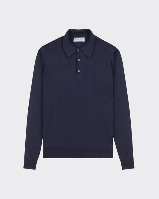 Polo Manches Longues Laine Mérinos : Marine