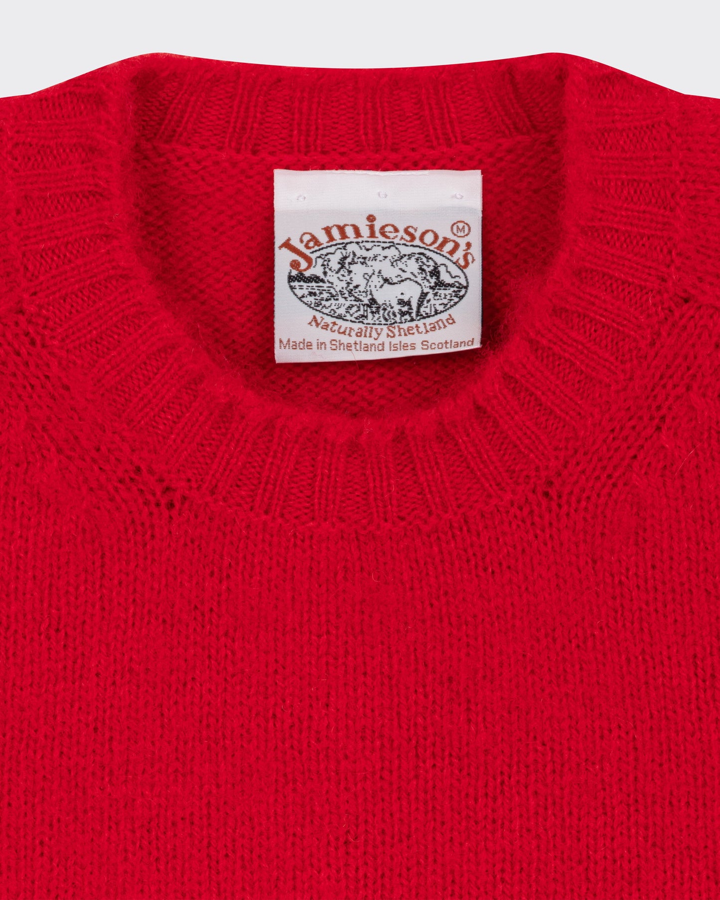 Brushed Wool Crewneck Knit: Red