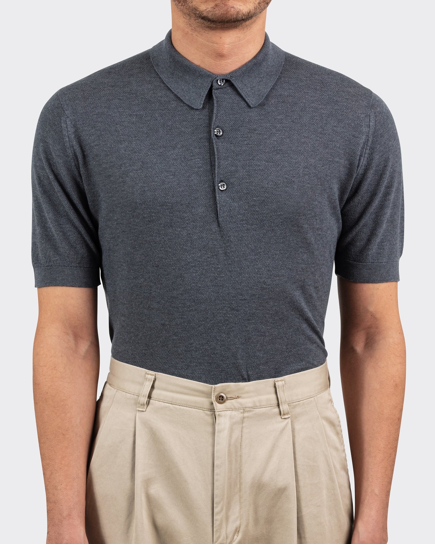 Short Sleeves Cotton Polo Shirt : Grey