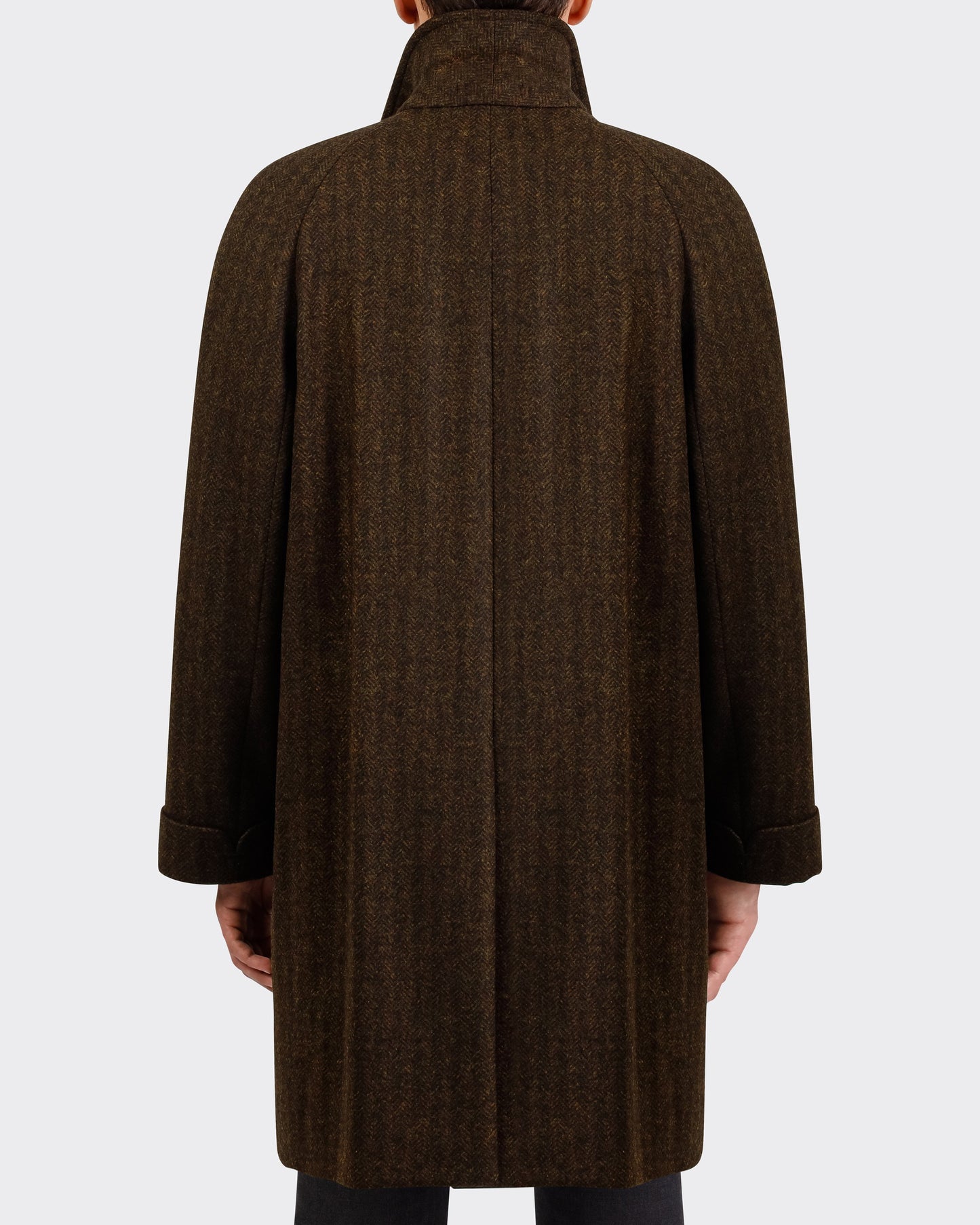 "CORB" Chevron Tweed Coat : Dark Brown