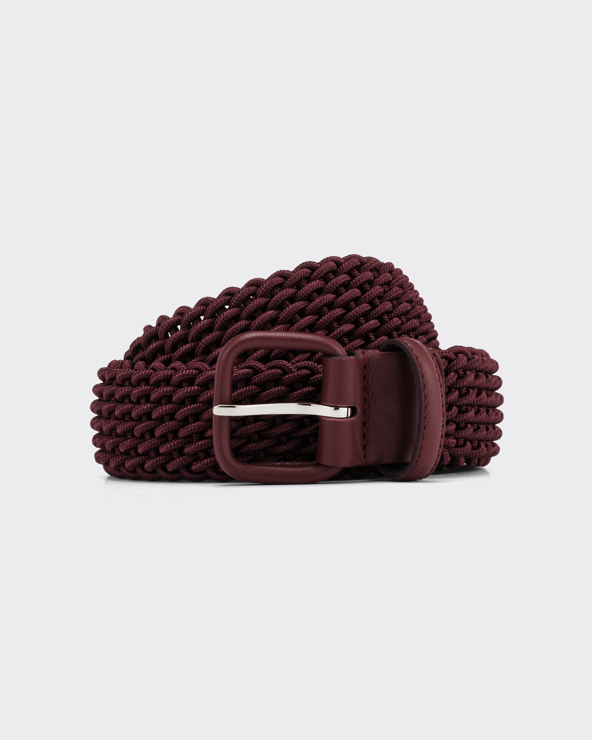 L'Aiglon : Woven Elastic Belt : Burgundy – Beige Habilleur