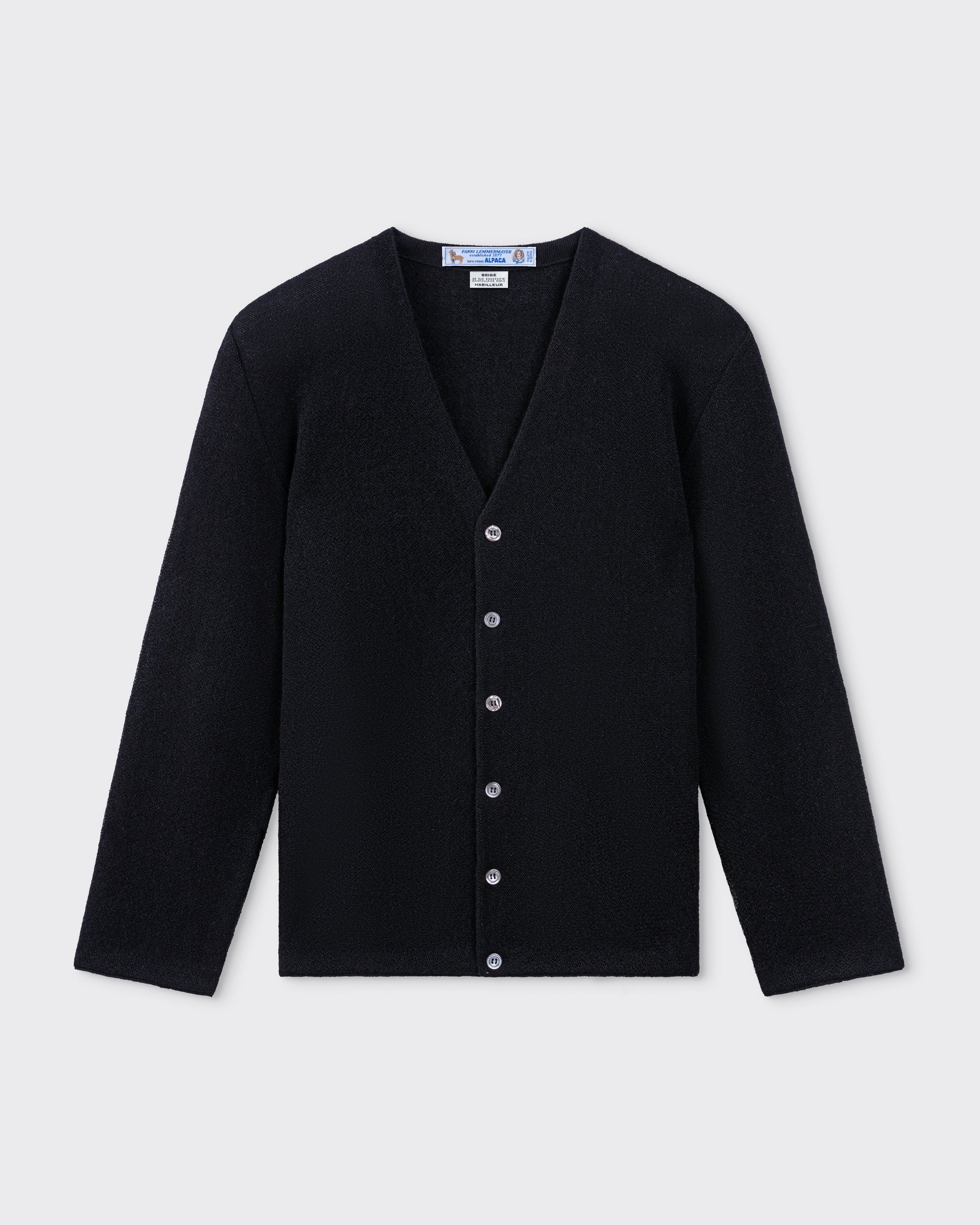 Lemmermayer: Alpaca Cardigan: Black – Beige Habilleur