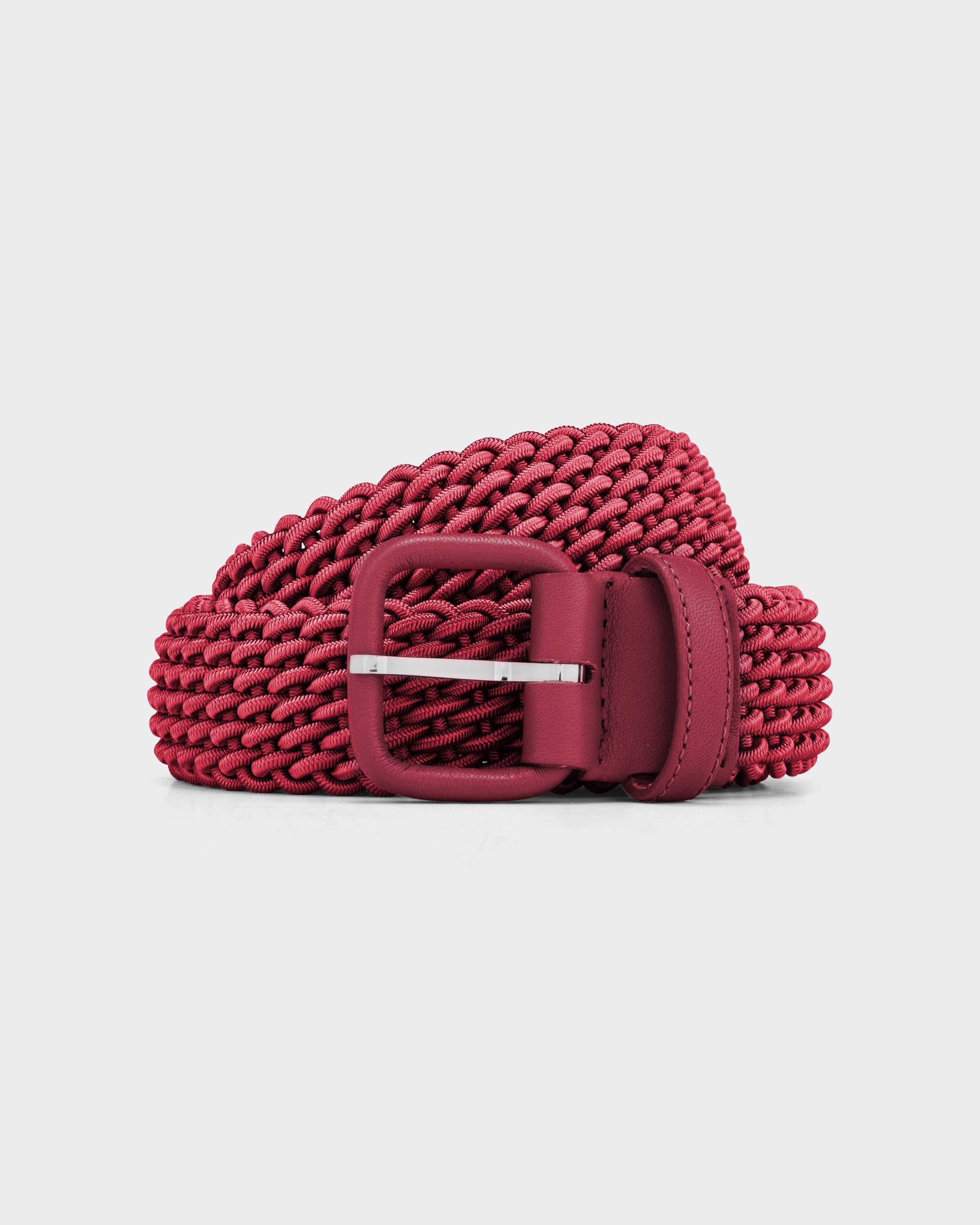 L'Aiglon : Woven Elastic Belt : Carmine Red – Beige Habilleur