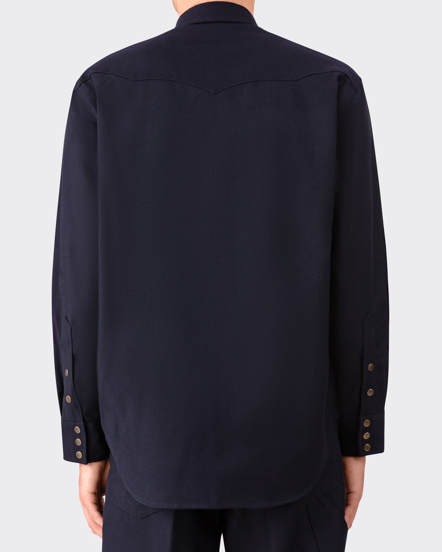 “ABIQUIU” Wool Twill Shirt : Navy