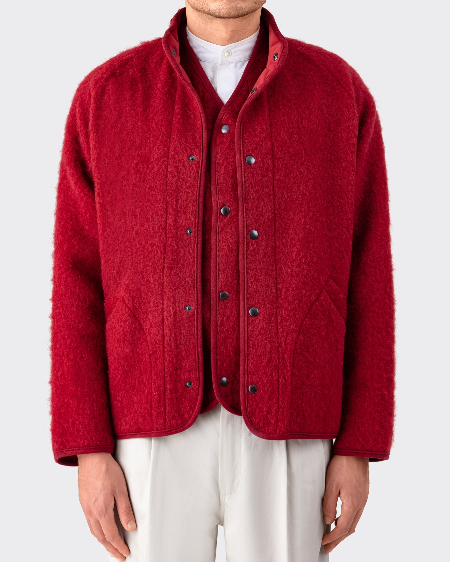 “Contour” Wool Vest : Dahlia Red