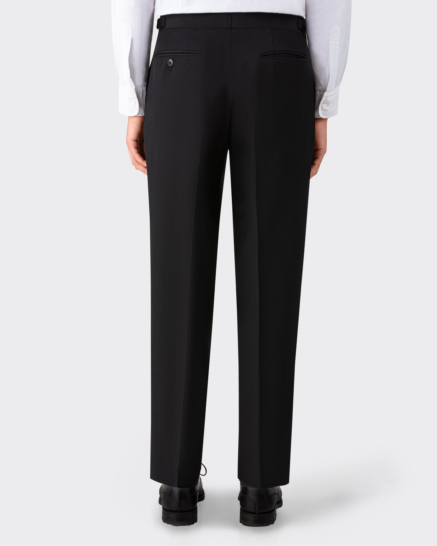 Pantalon à Pinces en Gabardine de Laine : Noir