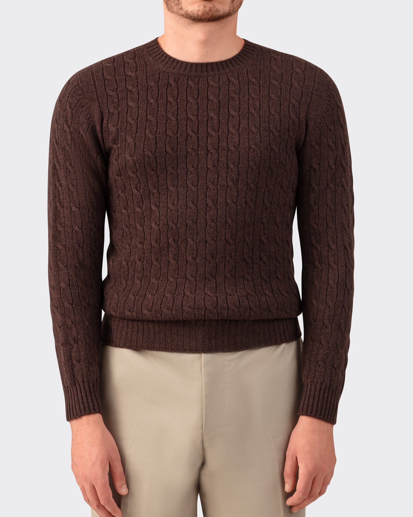 Cashmere Cable Knit Sweater : Brown