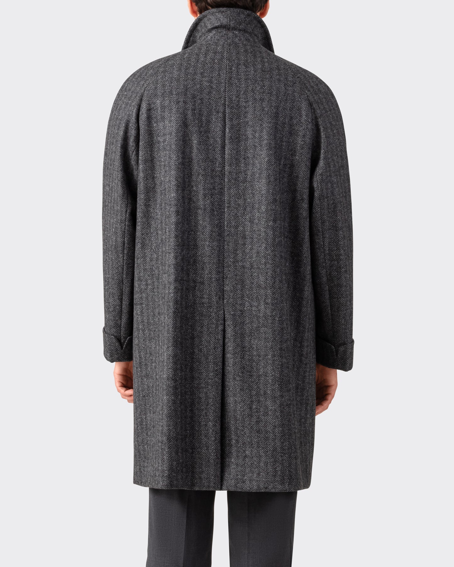 "CORB" Chevron Tweed Coat : Grey