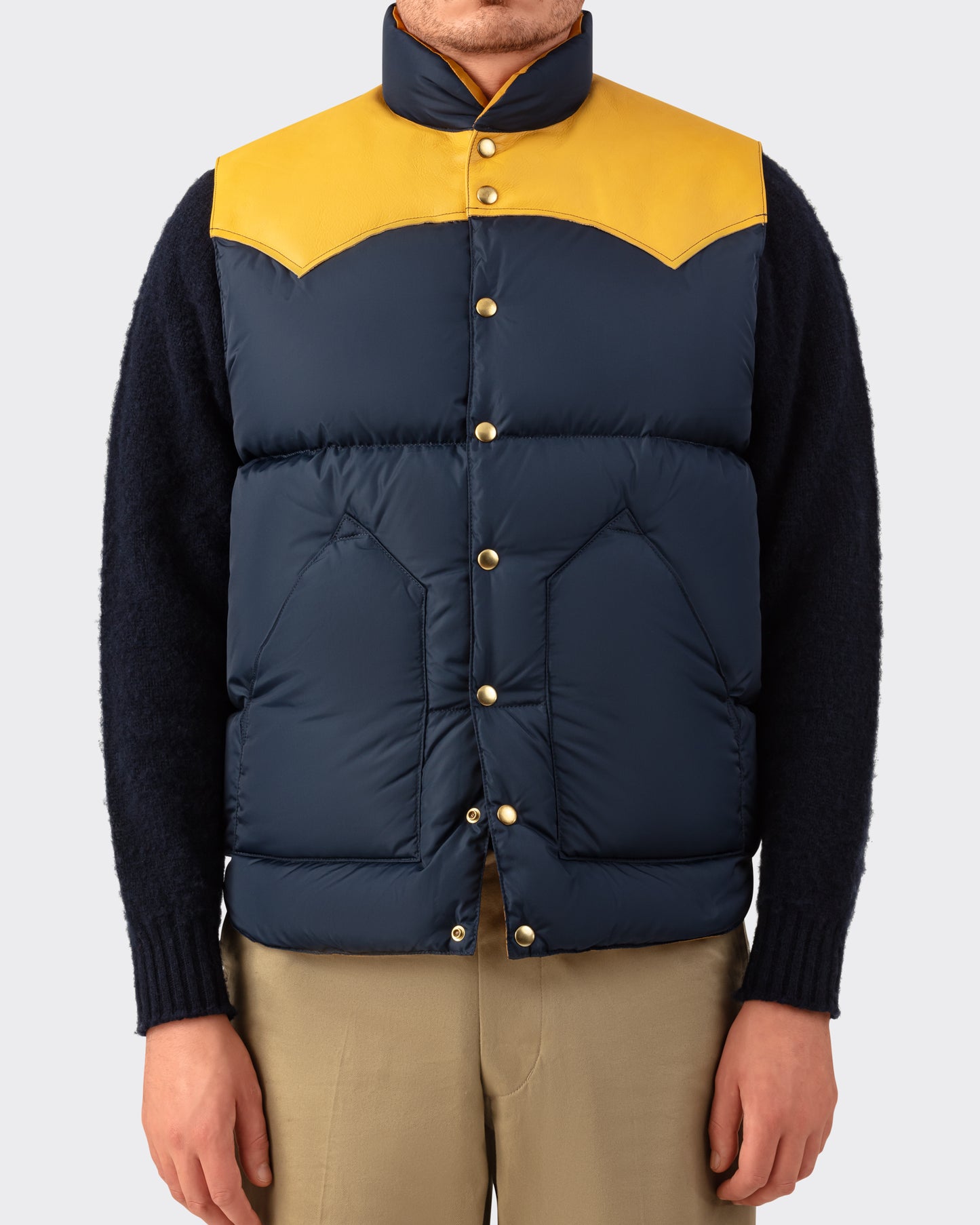 Down Vest : Navy/Yellow