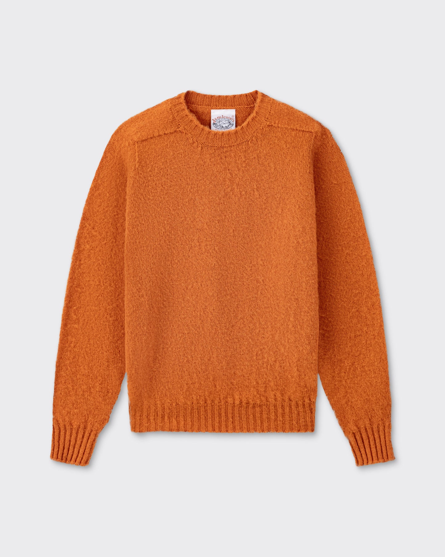 Pull Col Rond Laine Peignée : Ambre