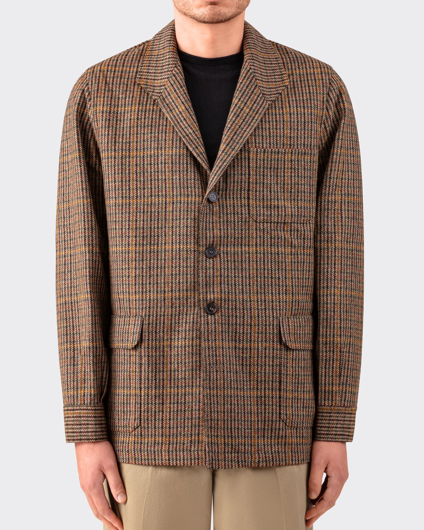 Teba Jacket « Gun Check » en Tweed : Olive