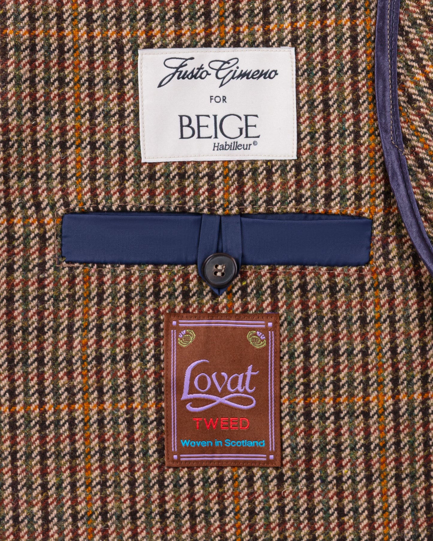 Teba Jacket « Gun Check » en Tweed : Olive
