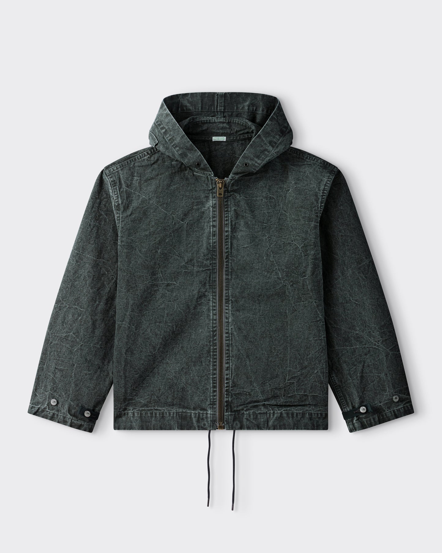 Veste à Capuche en Coton Enduit : Olive