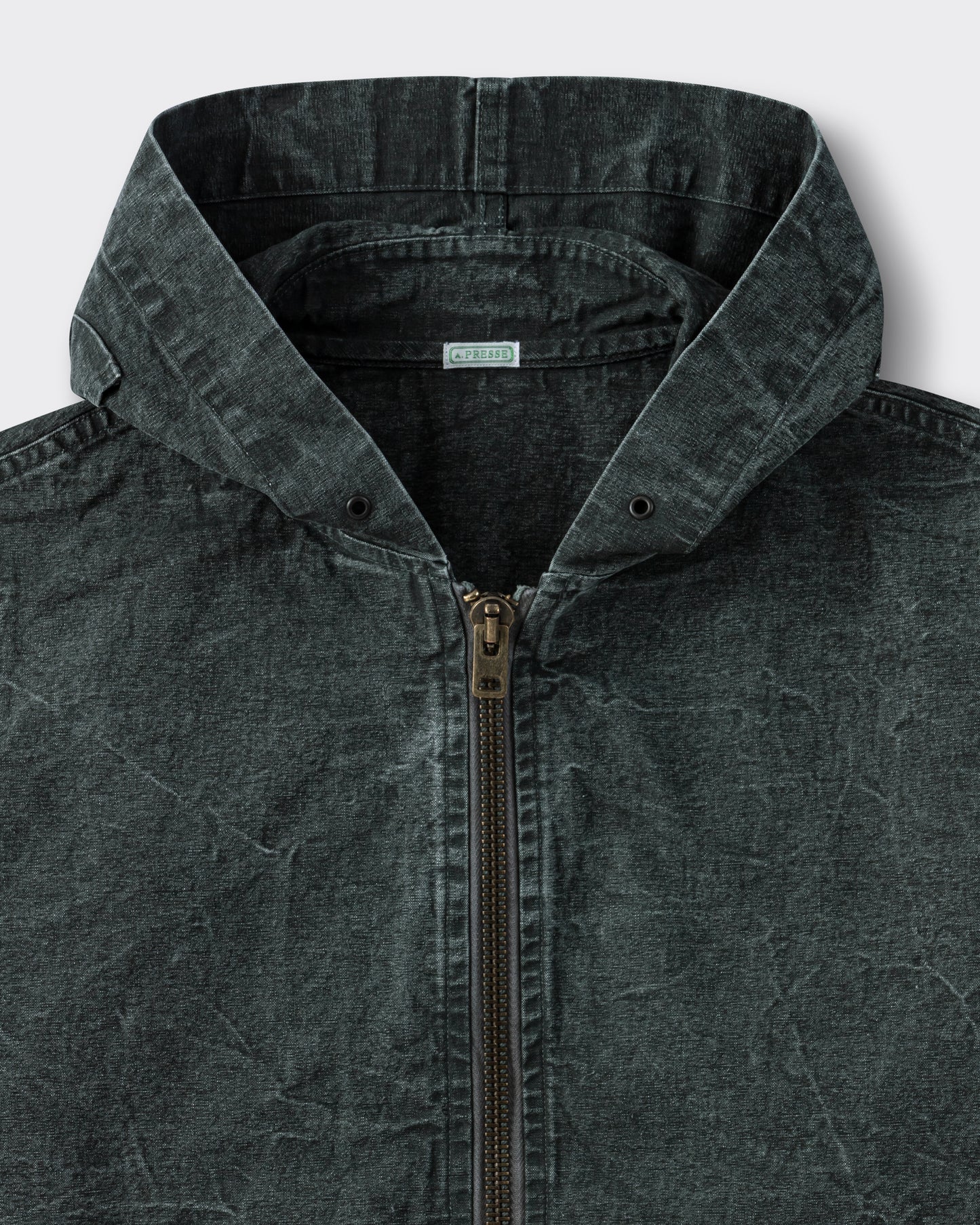 Veste à Capuche en Coton Enduit : Olive