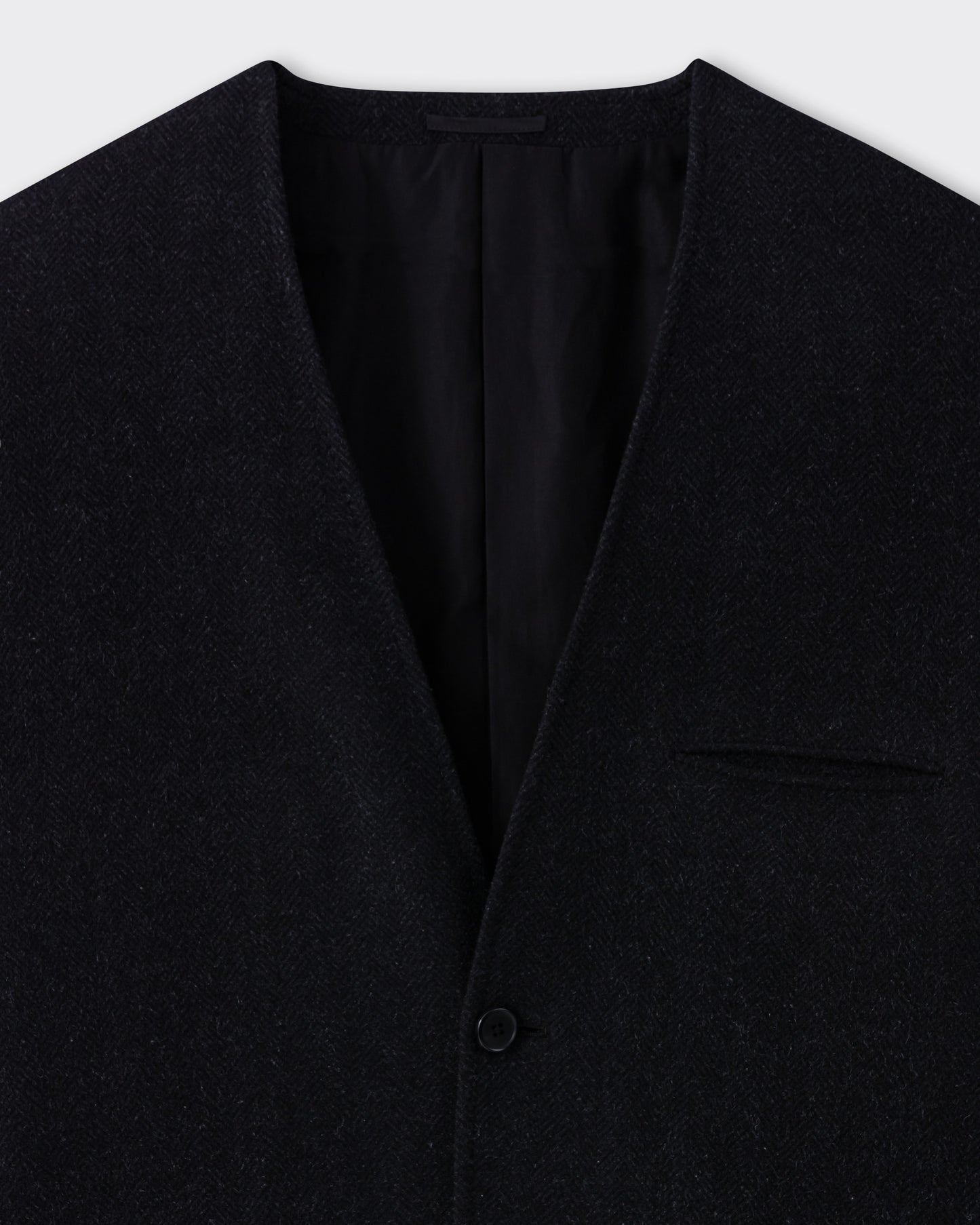 Veste sans col en Cachemire et Soie : Gris Foncé