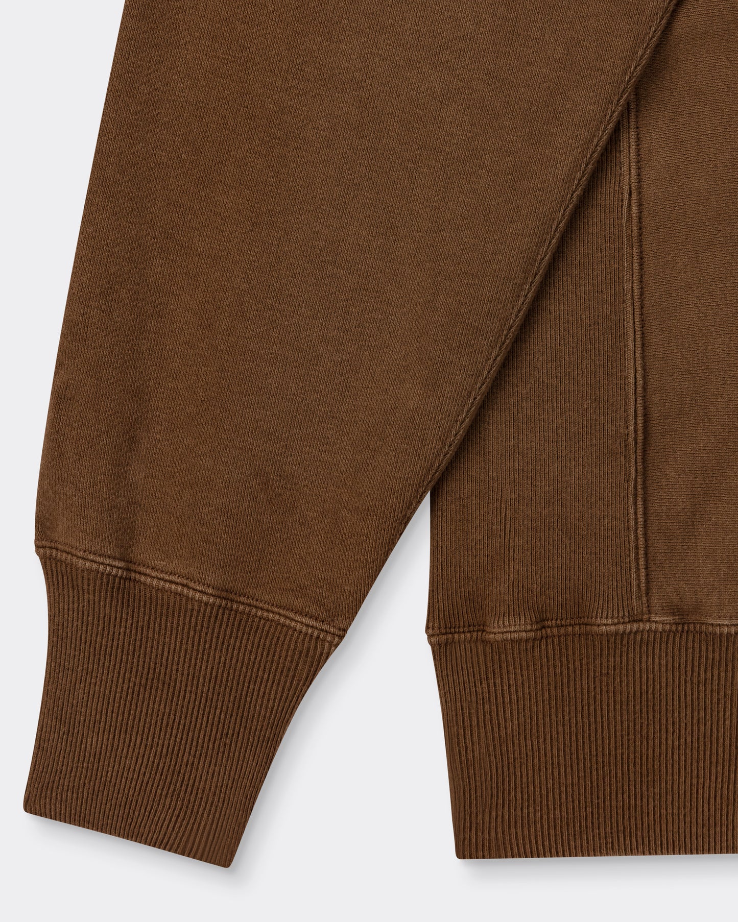 A.PRESSE half zip sweatshirt in brown cotton fleece, sleeve and cuff detail