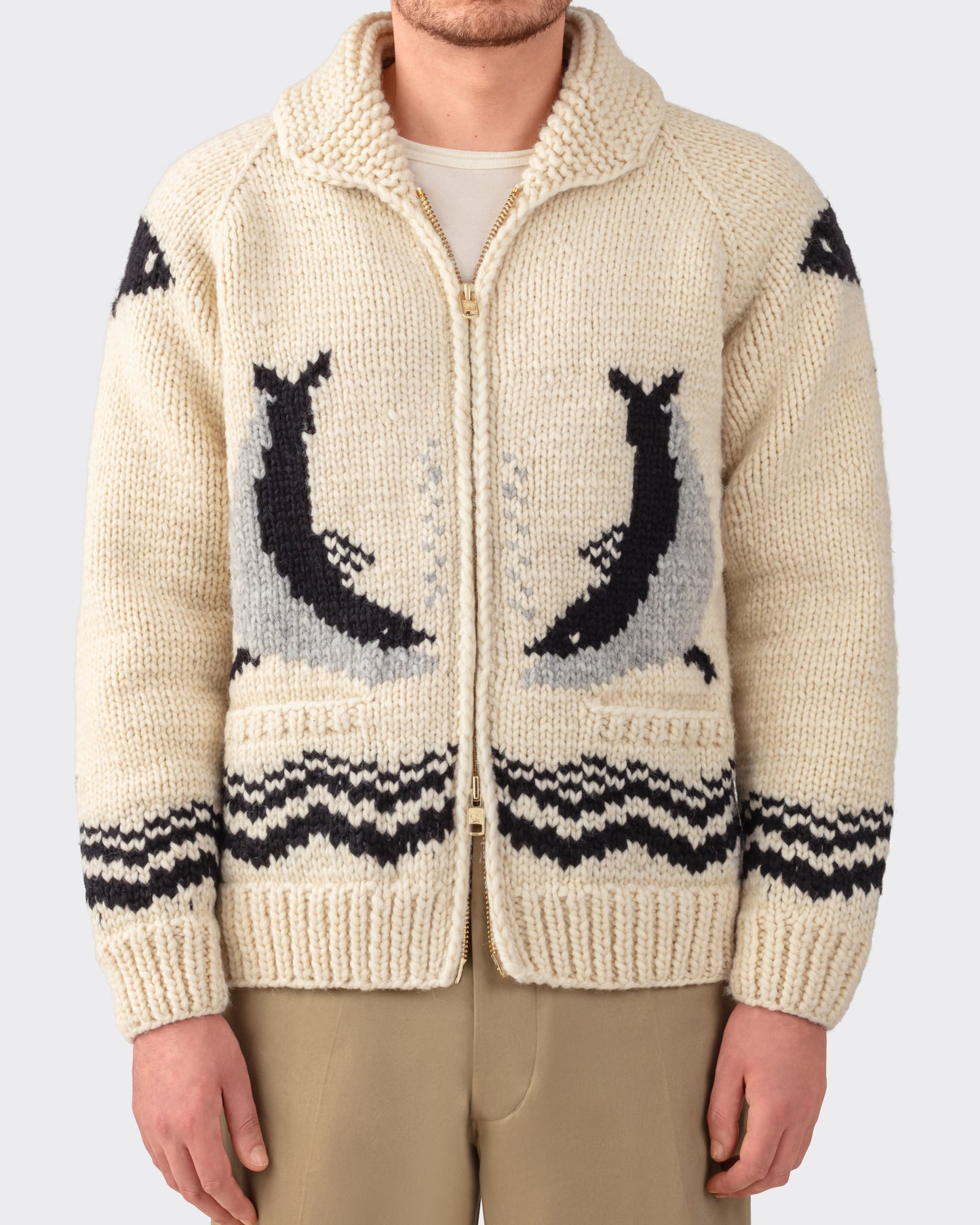 Cowichan Sweater : Ecru/Black/Grey