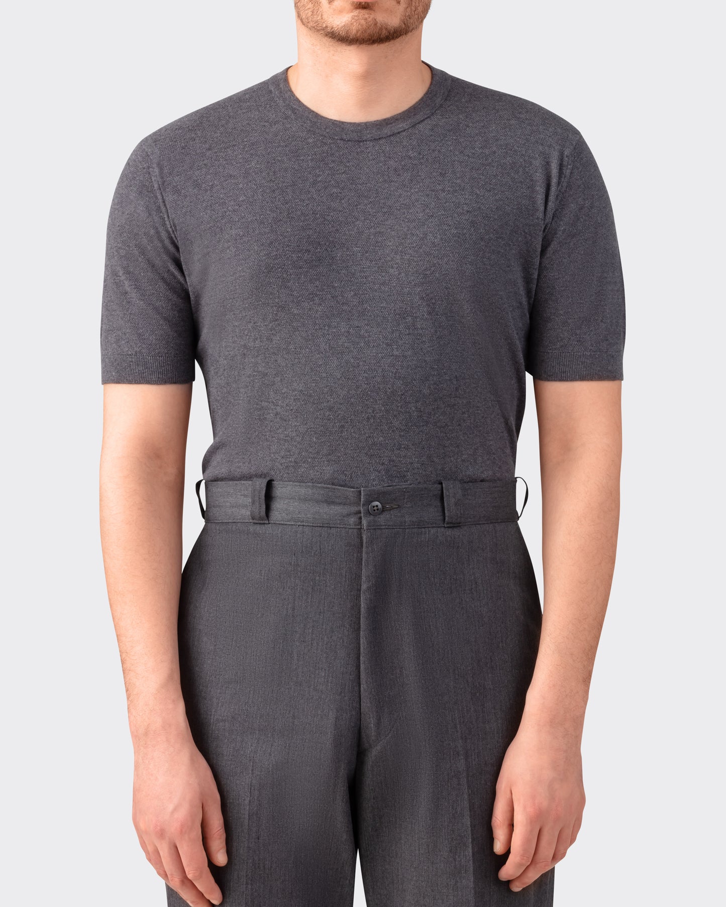 Textured Cotton T-shirt : Grey