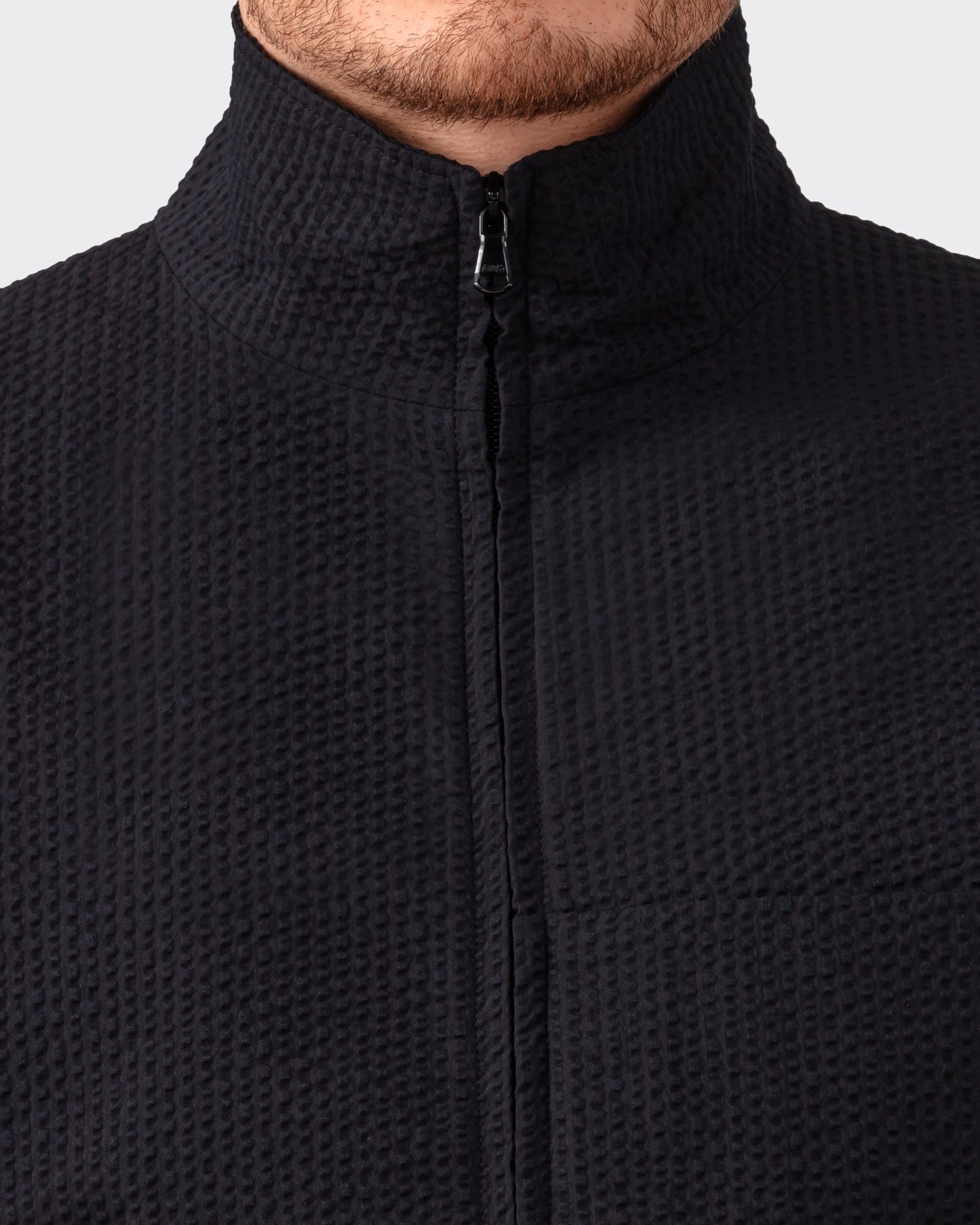Seersucker “Track” Vest : Black