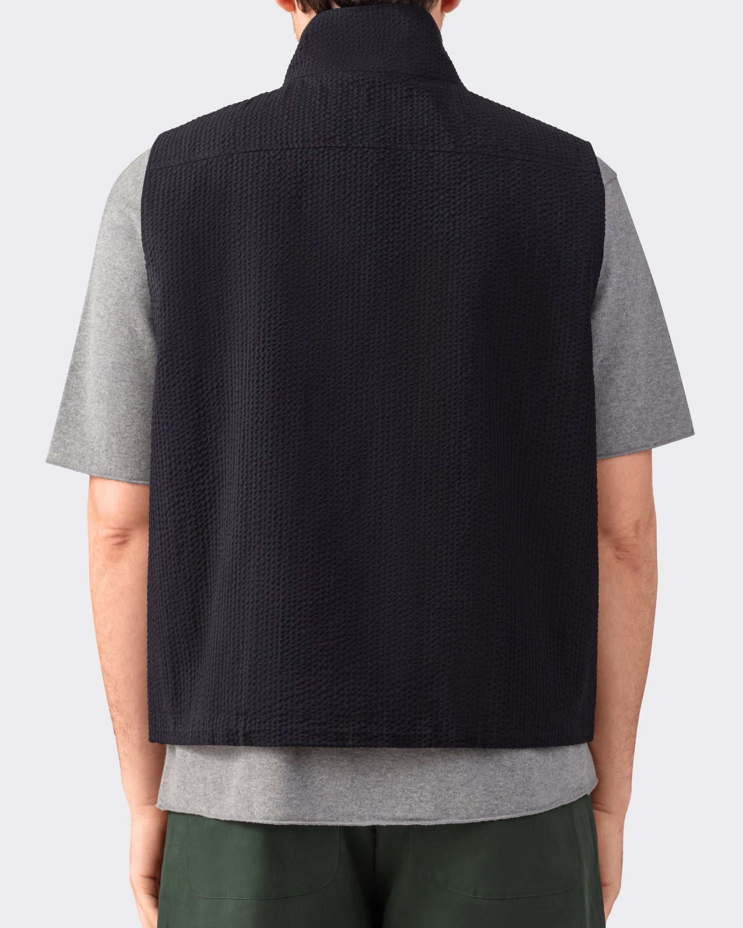 Seersucker “Track” Vest : Black