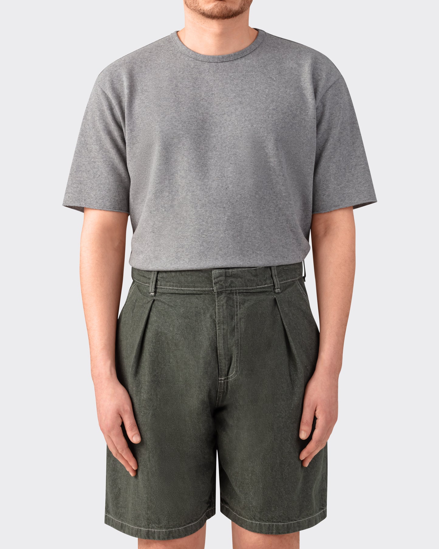 Short "Page" Denim de Coton : Vert