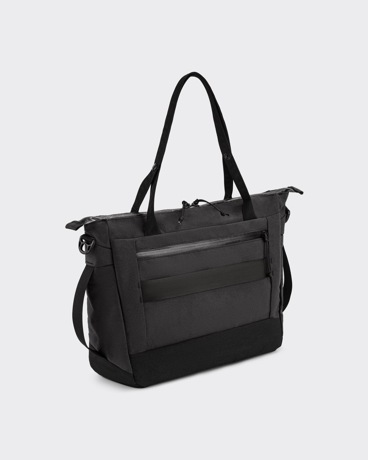 1733 Daily Tote 17.5L in charcoal X-Pac X11 canvas, detail of Fidlock buckle and leather trim, BEIGE HABILLEUR PARIS