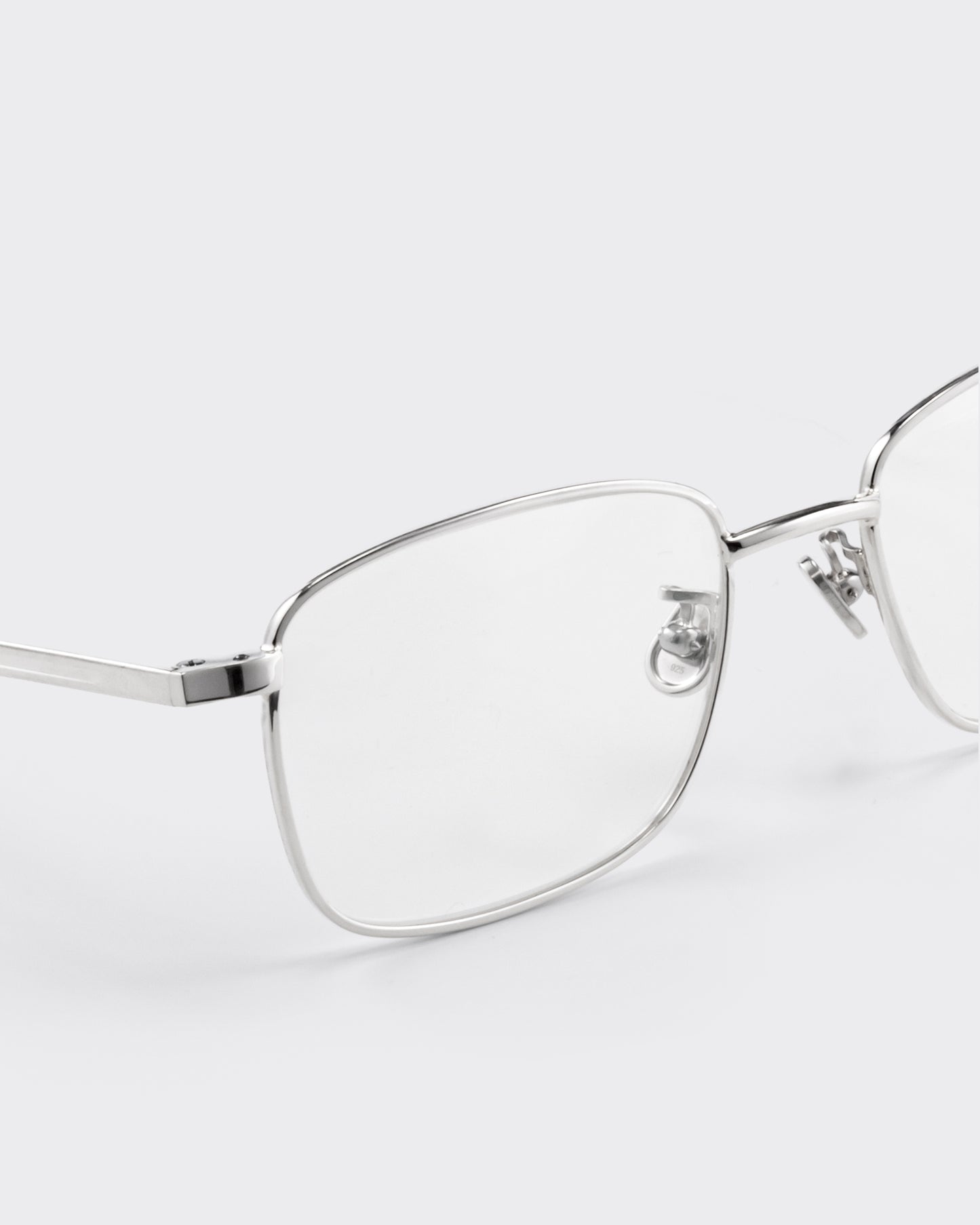 Gernot Lindner GL 203 rectangular sterling silver 925 optical glasses, side view, BEIGE HABILLEUR PARIS