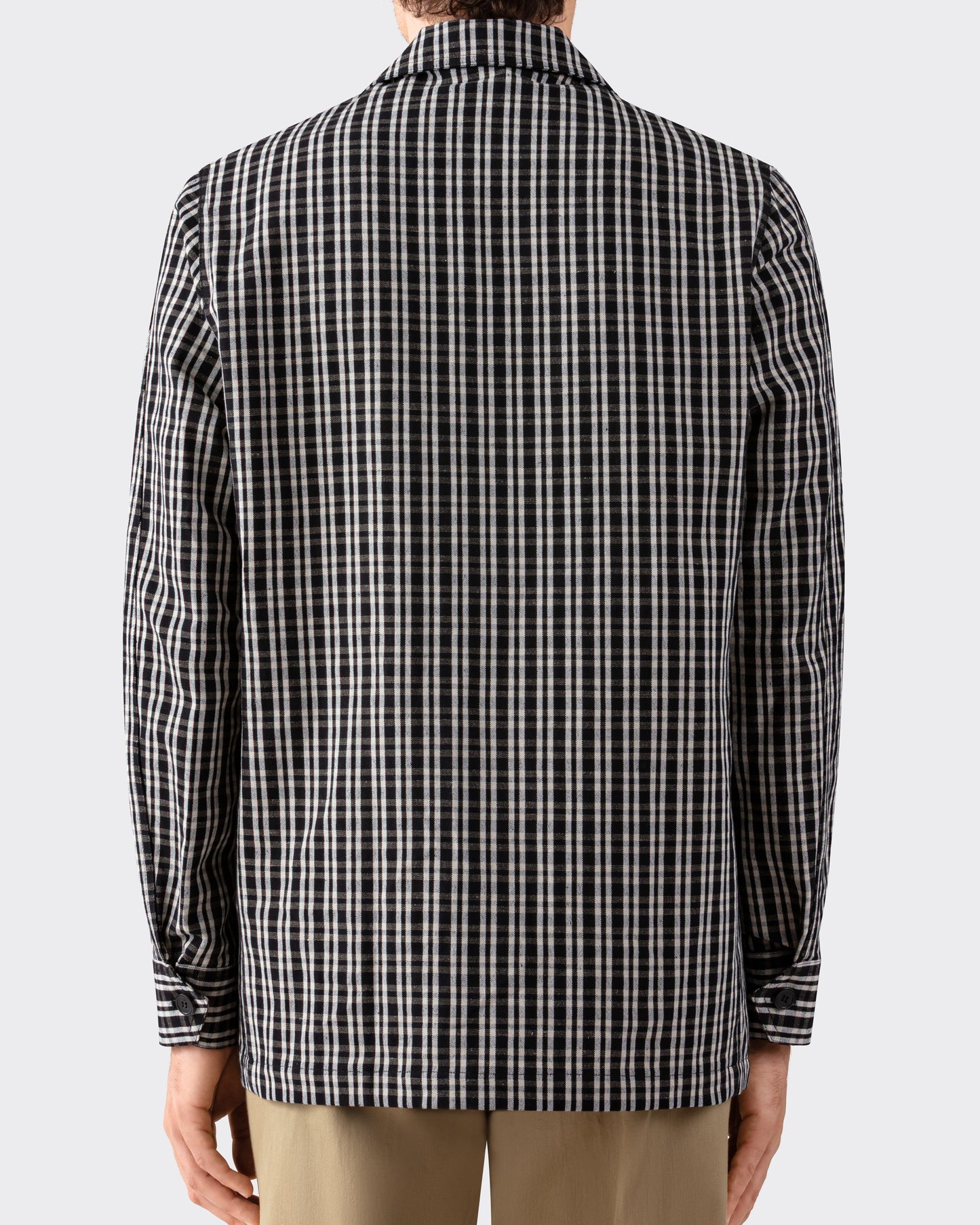 Checked Linen and Cotton Teba Jacket : Black